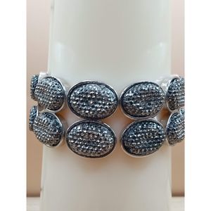 New York & Co. Stretch Bracelet Silver Tone with Smoke Gray Rhinestone